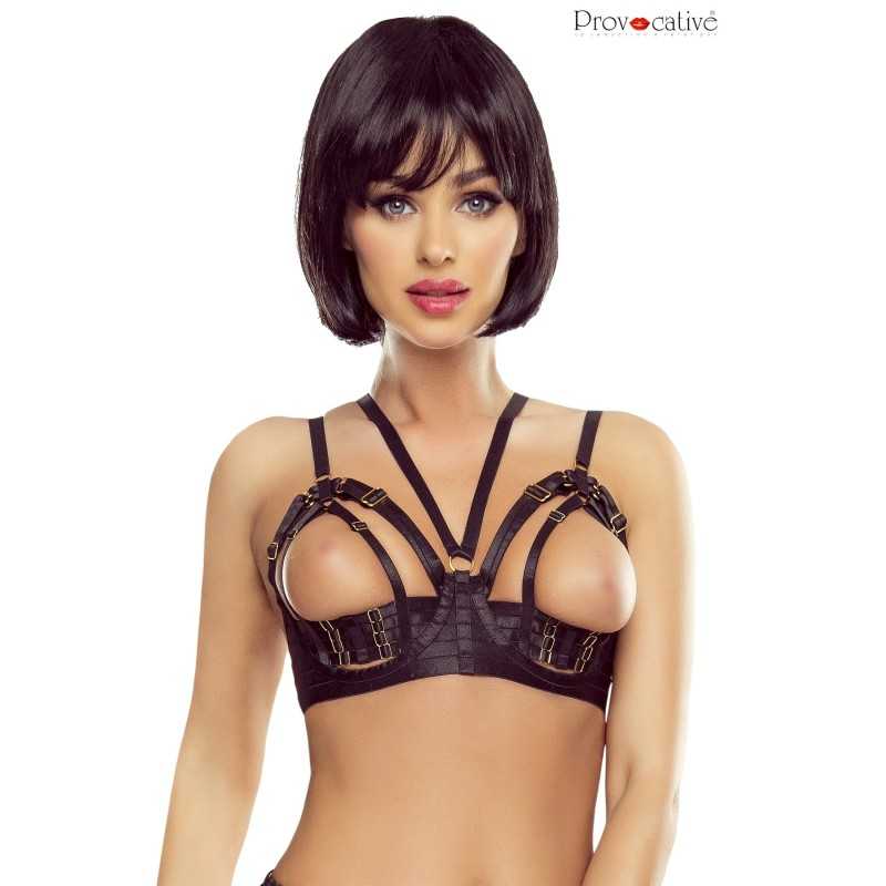 Prestaloveshop Soutien Gorge Ouvert Harnais Noir