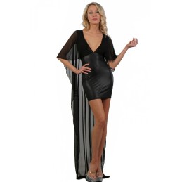 Prestaloveshop Robe Courte Wetlook et Longue Au Dos en Micro