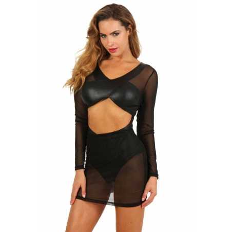 Prestaloveshop Robe Body Wetlook et Voile