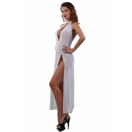 Prestaloveshop Robe Déshabillé Long Transparent Blanc