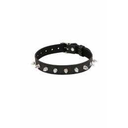 Prestaloveshop Collier Pointe Pics Simili Cuir Noir