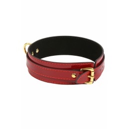 Prestaloveshop Collier Vinyle Bordeaux et Attaches Dorées