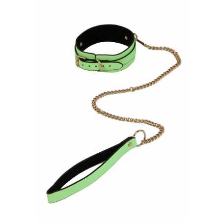 Prestaloveshop Collier Phosprorescent avec Laisse Métal