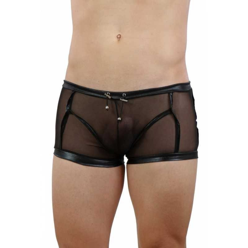 Prestaloveshop Boxer Homme Micro Résille Transparente Bandes