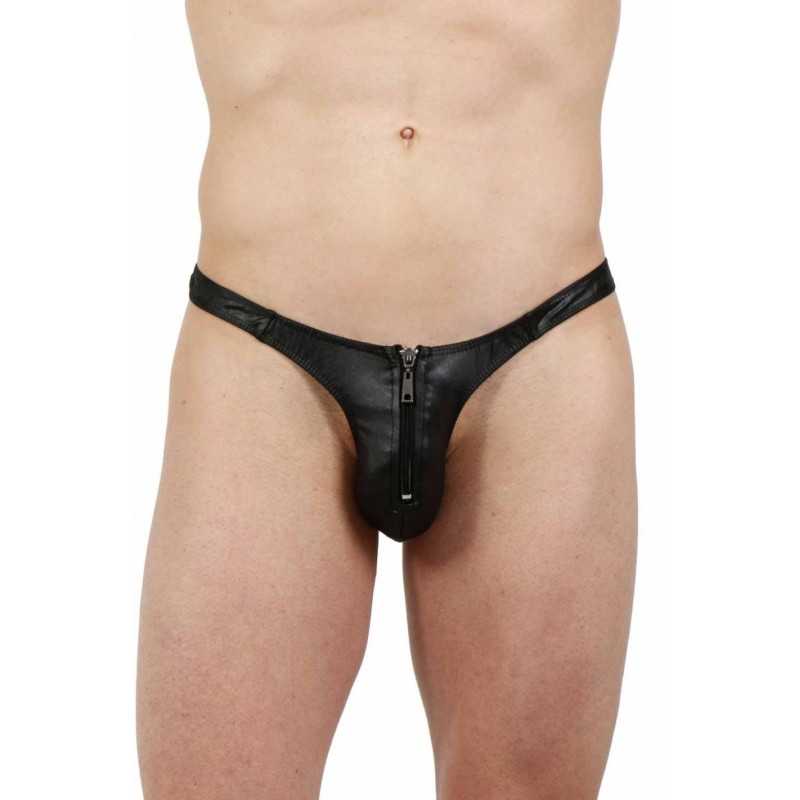 Prestaloveshop Mini String Homme Wetlook Zip Devant