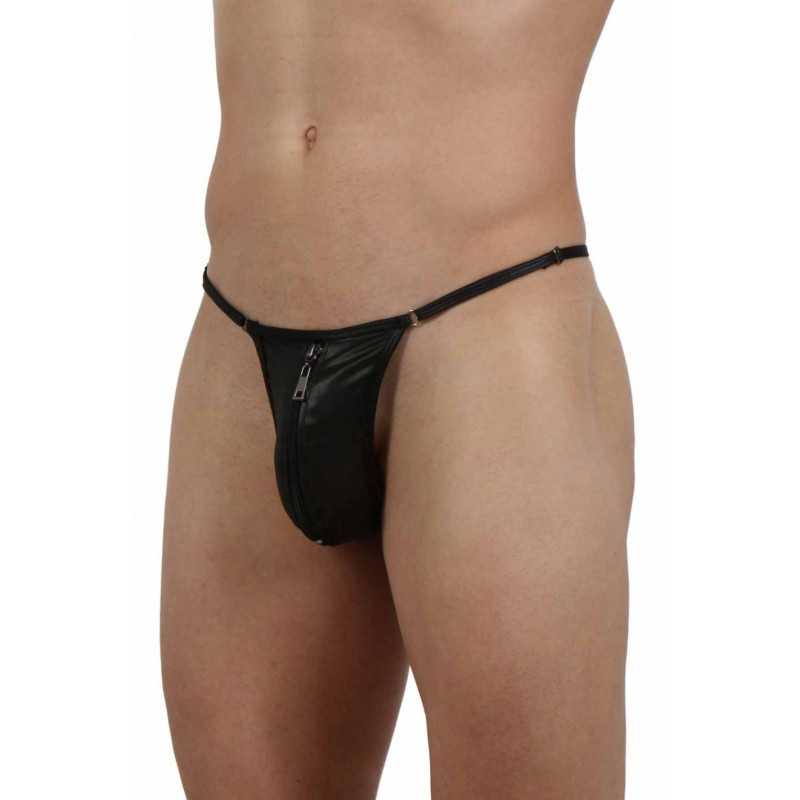 Prestaloveshop String Homme Wetlook Zip Devant