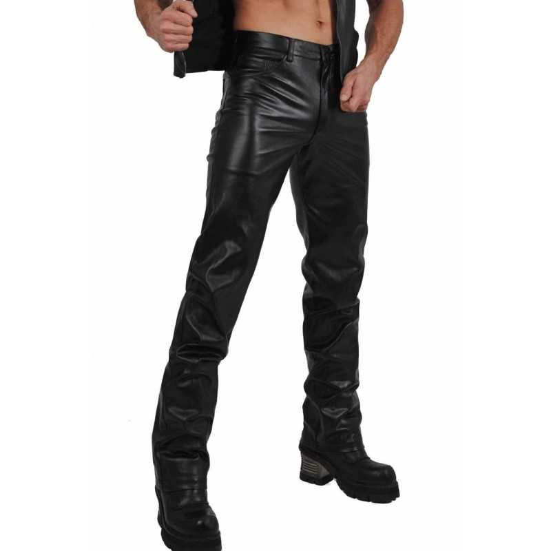 Prestaloveshop Pantalon Homme Wetlook Effet Cuir