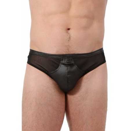 Prestaloveshop String Homme Wetlook Micro Résille Cotés