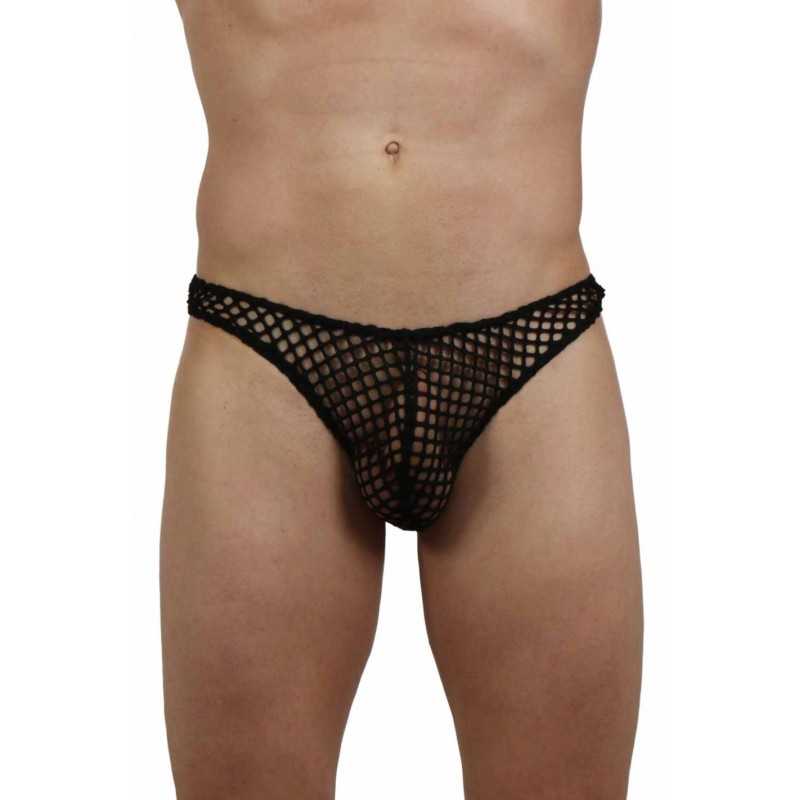 Prestaloveshop String Homme Résille Noire épaisse