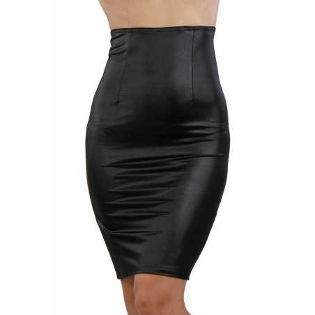 Prestaloveshop Jupe Crayon Wetlook Taille Haute Zip Dos