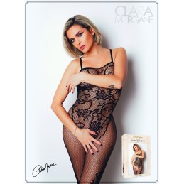 Prestaloveshop Bodystocking Résille Motifs Buste Ouvert Entre