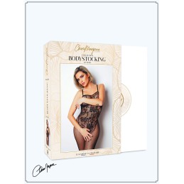 Prestaloveshop Bodystocking Résille Motifs Buste Ouvert Entre