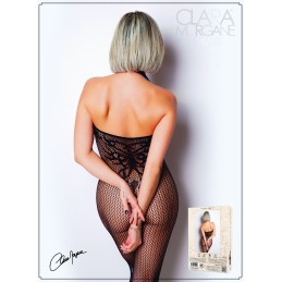 Prestaloveshop Bodystocking Résille Motifs Buste Ouvert Entre