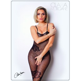 Prestaloveshop Bodystocking Fine Résille Motif Grande Fleur