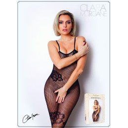 Prestaloveshop Bodystocking Fine Résille Motif Grande Fleur