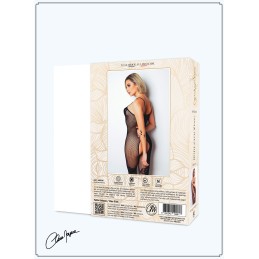 Prestaloveshop Bodystocking Fine Résille Motif Grande Fleur