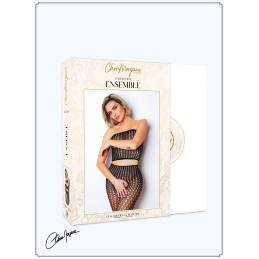 Prestaloveshop Ensemble Maille Ajourée Top Bandeau et Collant