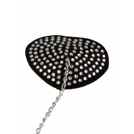 Prestaloveshop Nipple Coeur Noir Strass et Chainette Cache