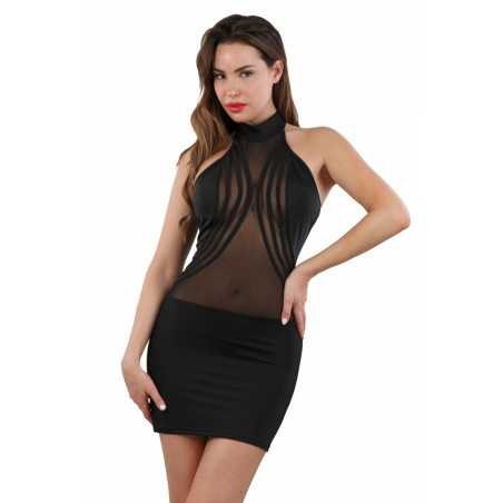 Prestaloveshop Robe Noire Moulante Transparence Sexy