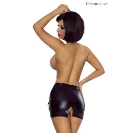 Prestaloveshop Mini Jupe Sexy Wetlook Zip et Chainette