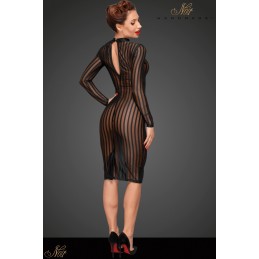 Prestaloveshop Robe mi longue micro résille rayée F182