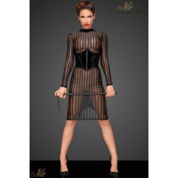 Prestaloveshop Robe mi longue micro résille rayée F182