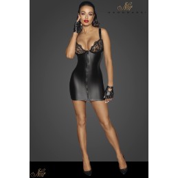 Prestaloveshop Robe wetlook bonnets dentelle Zip devant F254