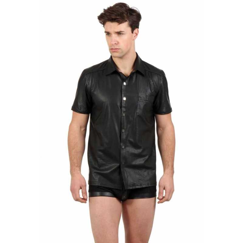 Prestaloveshop Chemise Homme bouton pression motif embossé