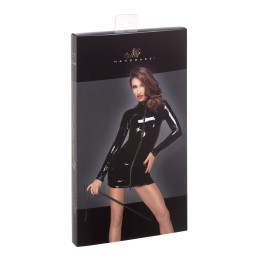 Prestaloveshop Robe vinyle doux manches longues zip noir va et