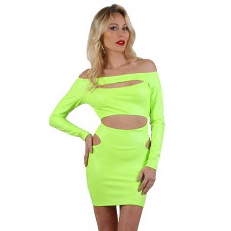 Prestaloveshop Robe ajourée Wetlook fluo