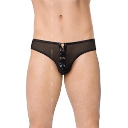 Prestaloveshop Large String noir micro résille lacé devant Homme