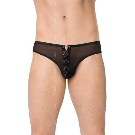 Prestaloveshop Large String noir micro résille lacé devant Homme