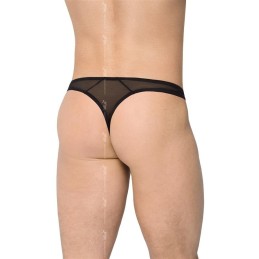 Prestaloveshop Large String noir micro résille lacé devant Homme