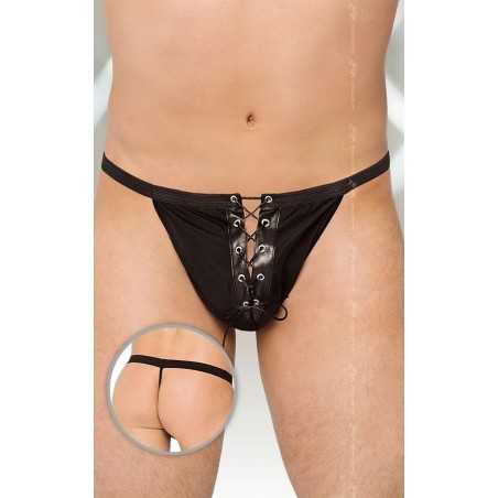 Prestaloveshop String ficelle noir lacé devant Homme