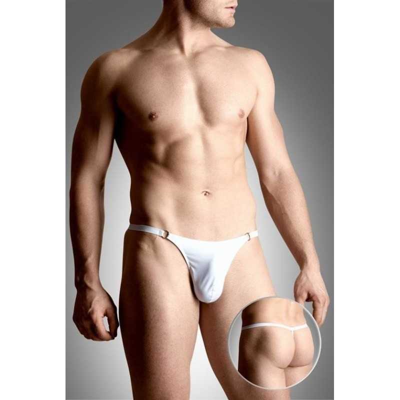 Prestaloveshop String ficelle blanc satiné anneaux cotés Homme