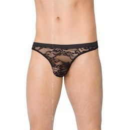 Prestaloveshop String noir dentelle devant Homme