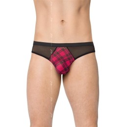 Prestaloveshop String Noir Et Ecossais Fushia Homme