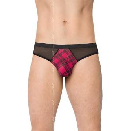 Prestaloveshop String Noir Et Ecossais Fushia Homme