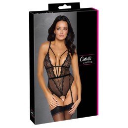 Prestaloveshop Superbe Body Dentelle Noire Jarretelles Ouvert