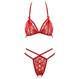 Prestaloveshop Ensemble Dentelle Rouge Soutien Gorge Et String