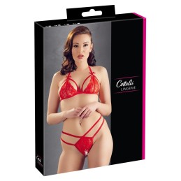 Prestaloveshop Ensemble Dentelle Rouge Soutien Gorge Et String