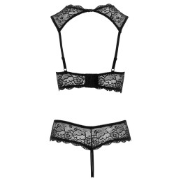 Prestaloveshop Ensemble Dentelle Noire Et Anneaux Strass