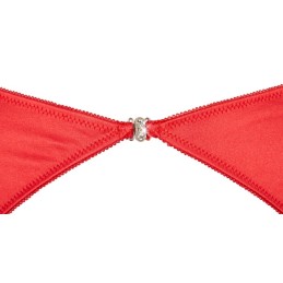 Prestaloveshop Ensemble Satin Rouge Soutien Gorge-String Ouvert