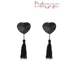 Prestaloveshop Nipple Evans Coeur Noir à Pompon et Mini Strass