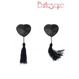 Prestaloveshop Nipple Evans Coeur Noir à Pompon et Mini Strass