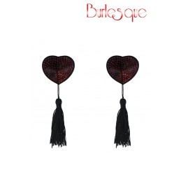 Prestaloveshop Nipple Evans Coeur Noir à Pompon et Mini Strass