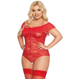 Prestaloveshop Kamila Body Ouvert et Volant Grande Taille