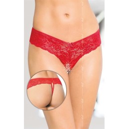 Prestaloveshop String Ouvert Large Dentelle et Micro Résille