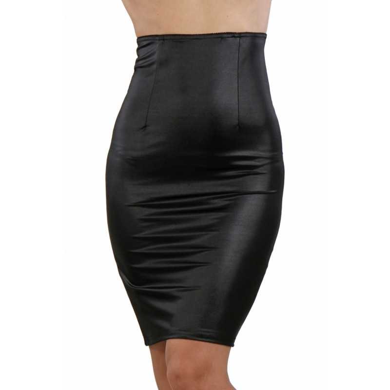 Prestaloveshop Jupe Crayon Wetlook Taille Haute Zip Dos