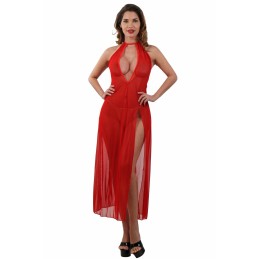 Prestaloveshop Robe Déshabillé Long Transparent Noir